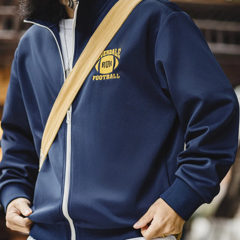 Color-Block Embroidered College Jacket – Spring Zip-Up Retro Hoodie